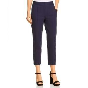 Tory Burch Pants Womens 8 Vanner Straight Leg Cropped Navy Blue Ponte High Rise